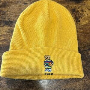 Polo by Ralph Lauren Kids Mustard Beanie with Bear